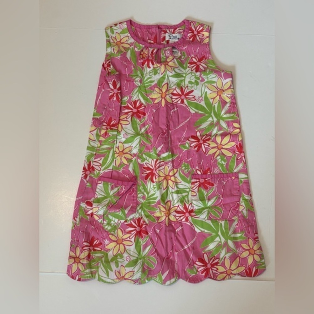 Lilly Pulitzer Pink Floral Sleeveless A-Line Dress for Kids